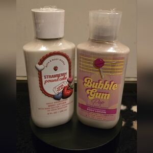 Bath & Body Works Strawberry Pound Cake and Bubble Gum Pop Body Lotion Set